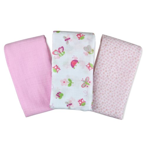 SwaddleMe Muslin Swaddle Blankets 3-PK, Girly Bugs & Butterflies (OS)