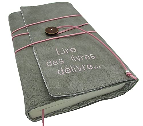 Generic - Protège livre handmade à personnaliser, couverture 7 formats, couvre-livre en tissu simili cuir ou coton jeans