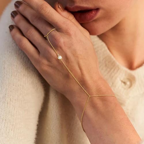 Bracelet for Women - Dainty Stack Bracelets Trendy Adjustable 14K Gold Plated Thin Paperclip Bead Box Satellite Figaro Cuban Link Chain Bracelet Set for Women Waterproof Jewelry Gift
