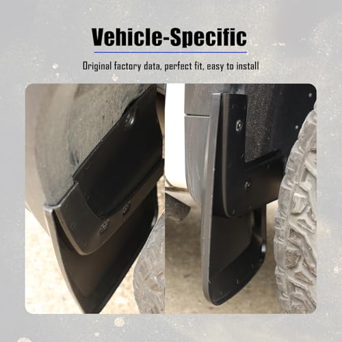 Image of Mud Flaps Splash Guards Compatible with Chevy Silverado ZR2 2023-2025, No-Drilling Mud Guards, Durable Protection Against Mud /Debris, Extended Coverage Wheel Well Protectors (Set of 4)