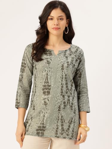 Image of Elegant Printed Short Kurti - Soft Cotton, Everyday Style, Sizes S-XXL.