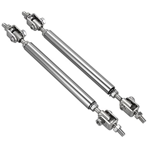 Ambienceo 2PCS 3.94"-6.29" Adjustable Front Bumper Lip Splitter Spoiler Strut Rod Tie Support Bar (Sliver) Cover