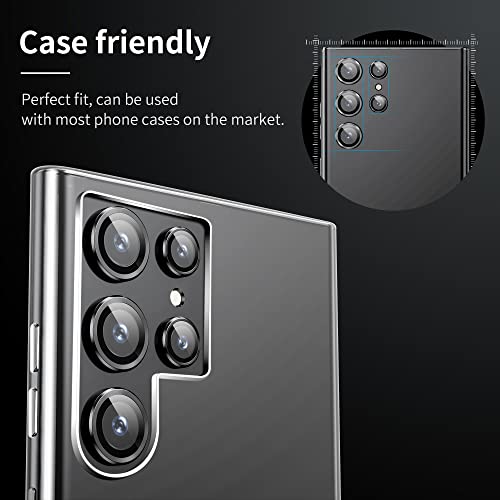 Image of Hoerrye Camera Lens Protector for Samsung Galaxy S22 Ultra, Scratch-Proof, Drop-Proof Alloy Phone Screen Camera Cover Protection for 6.8'' Accessories - Black