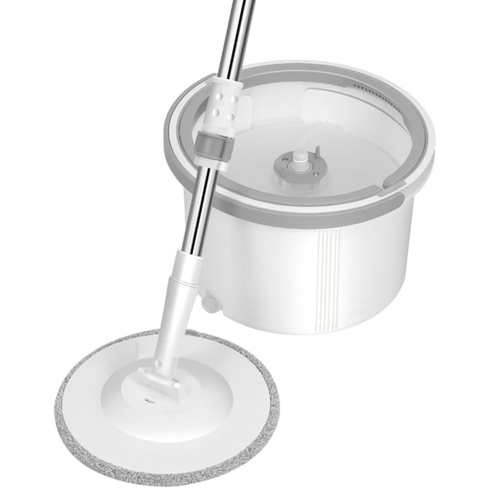 Balai essoreur et Seau pour la Maison, Balai et Seau avec essoreuse, Deux Compartiments, séparation Automatique de l'eau Sale et Propre avec 2 recharges en Microfibre