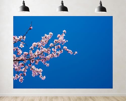 Trykid 7x5ft Pink Cherry Blossom Branch Backdrop Delicate Spring Floral Photography Background Garden Party Decoration Tapestry Photo Studio Prop Fabric