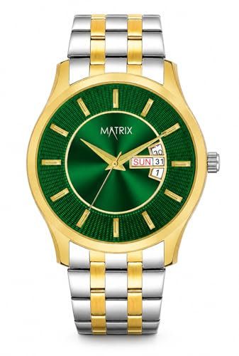 Image of Matrix Luxury Style Men's Analog Watch | Two Tone Chain Strap Watch with Day Date Feature | for Men & Boys