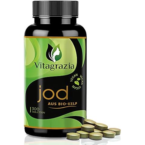 Vitagrazia® Bio Kelp - Natürliches Jod aus Bio Kelp Braunalgen - 300 Jod Tabletten mit je 150 µg Jod - Iodine in Deutschland laborgeprüft und nachhaltig abgefüllt Cover