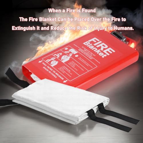 Image of Kingjie Emergency Fire Cover for Home and Kitchen - 2 Pack - 40 inchx40 inch Fiberglass Fire Blanket, Flame Suppression Fore Blanket for House Camping Car Office Warehouse