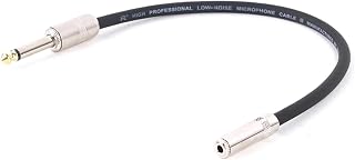 ROBAUN Cable estéreo de 3,5 mm Hembra a 6,35 mm Macho TS, de Colores, for Guitarras, micrófonos, etc., de 0,3 m a 15 m.(Nero,15m)
