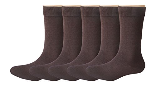 Image of Footmate School Uniform Cotton Socks (Brown) - For Boys Girls Children Kid's - Calf Length - Sweat Absorbent Odour Free and Durable for Multiple Washes Socks - (5 Pair Pack)