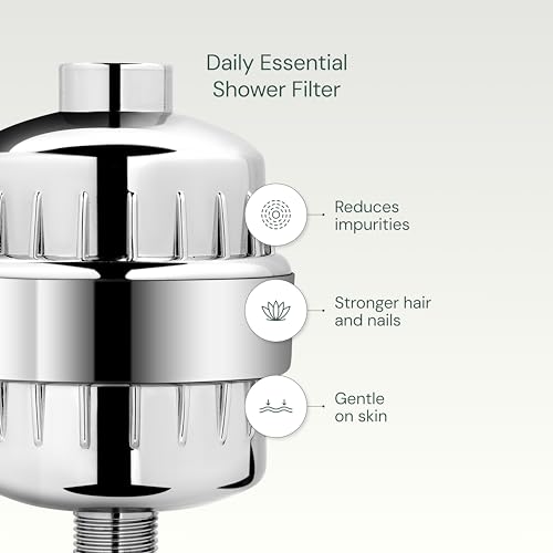 Image of Aquabliss SF220 Daily Essential Shower Filter - Chrome | Reduces chlorine, sediment & heavy metals for water that's kinder to skin & hair. No tools, 5-minute setup.