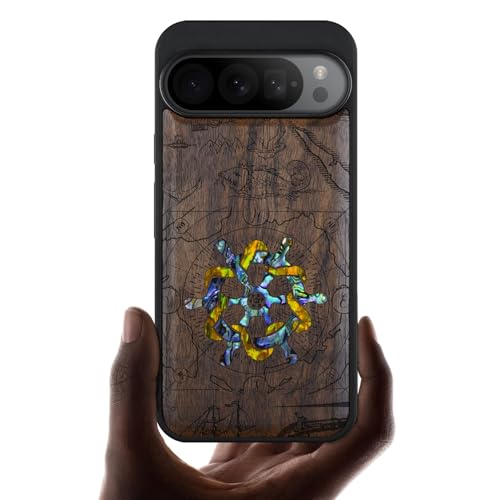 Étui pour Google Pixel 9 Pro style vintage en bois naturel pour le quotidien