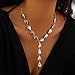 CIWEAI Baroque Gold Geometric Teardrop Lariat Necklace for Women Vintage Irregular Waterdrop Statement Y Necklaces Silver Fashion Costume Toggle Jewelry Gifts (Silver)