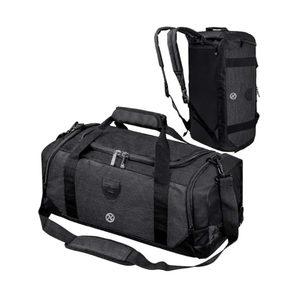 Gym-Duffle-Bag-Backpack-Waterproof-Sports-Duffel-Bags-Travel-Weekender-Bag-for-Men-Women-Overnight-Bag-with-Shoes-Compartment-Black Gym Duffle Bag Backpack Waterproof Sports Duffel Bags Travel Weekender Bag for Men Women Overnight Bag with Shoes Compartment Black