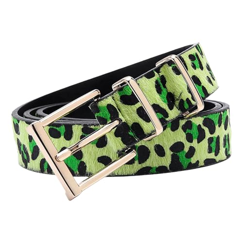 CQEAZ Cinturón de cintura con estampado de leopardo para vaquera, elegante, hebilla caliente, retro, cinturón de cintura, verde, About.95cm/41.34inch