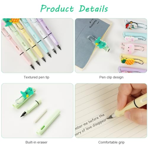 OFFCUP 6 PCS Inkless Pencil, Infinity Pencil with 6pcs Replacement Nibs and 2pcs Eraser, Reusable Everlasting Pencils - Image 3