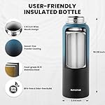 Insulated Water Bottle 40 oz, Triple Wall Vacuum Stainless Steel (Cold for 48 Hrs), Leak Proof & Non-BPA, Modern Water Flask Jug with Paracord Handle & Straw Spout Lids, Indigo/Black - Image 5