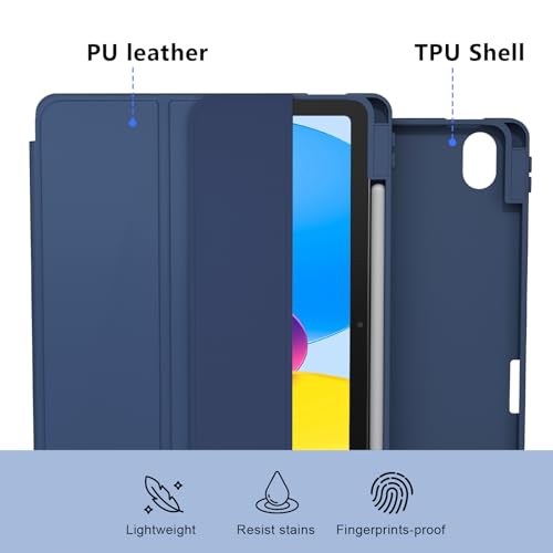 Image of RAYMCRAFT for iPad (A16) 11th Generation Case 11 Inch 2025, for iPad 10th Generation Case 10.9 Inch 2022, Slim Stand Protective Cover with Pencil Holder, Steel Blue