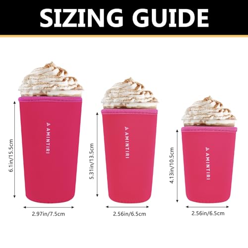 Image of 3 Pack Reusable Sleeve for Iced Coffee Cup, Coffee Neoprene Sleeve for Iced&Hot Drinks, Coffee Sleeve Compatible with Starbucks, Dunkin Coffee Cup. (Pinky Girl)