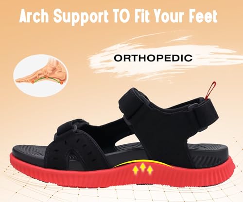 Image of KuaiLu Mens Hiking Sandals with Orthopedic Arch Support Footbed | Sport Recovery Athletic Walking Sandals For Man Outdoor Summer Casual Thick Cushion Beach Water Fisherman Sandal Size 7-15