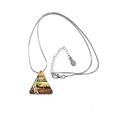 ölgemälde wald Paketmenge: 1 x Halskette DIYthinker Ölgemälde Fluss Wald Baum Gelb-Blätter Herbst-Landschaft Illustration Muster Dreieck-Form Halskette Schmuck mit Kette Dekoration Geschenk