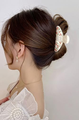 Image of LILIE&WHITE Christmas Gift Acrylic Cherry Letter Hair Clips For Women With RhinestonesInitial Hair Claws For Thick Hairs Trendy Monogram Large Clips Fashion Big Claw Clip Jewelry Gift Alphabet C