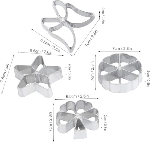 4tlg Rosetteneisen für Frittierte Waffeln, Bunuelos Set, Hworost, Waffelbäckerei, Schwedische Rosetten (2 cm) Waffeleeisen Form Rosettenwaffeln Tauchform, Teigform, Spreewaldschleifen, Chworost