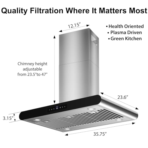 Image of 36 inch Island Range Hood 1200 CFM, Stainless Steel range hood