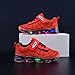 RAYCHY Toddler Boys Girls Light Up Shoes LED Lightweight Mesh Breathable Walking Sneakers Red
