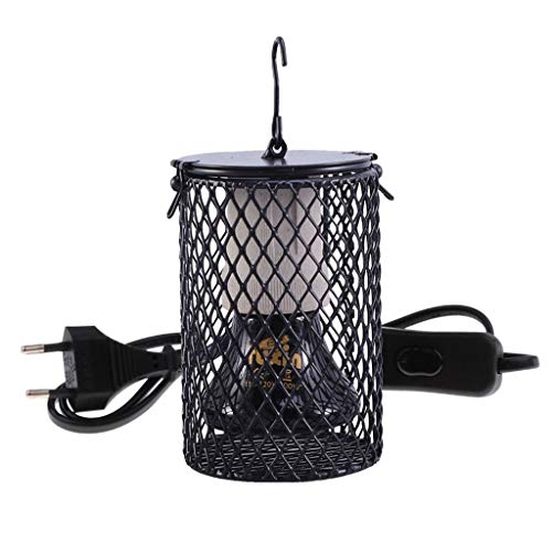 POFET Reptiles Lampe chauffante en céramique avec Garde, éclairage de Chauffage Reptile Infrarouge Tortue/lézard/Serpent/Dragon Barbu 75W