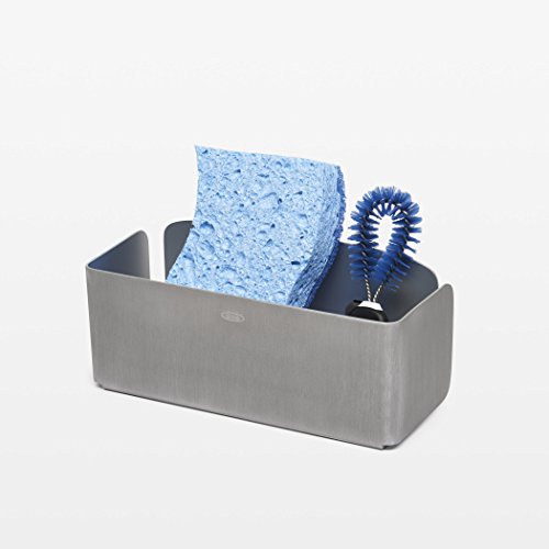 OXO Suporte de esponja de sucção de alumínio à prova de ferrugem, prata, 7,6 cm, 170 g