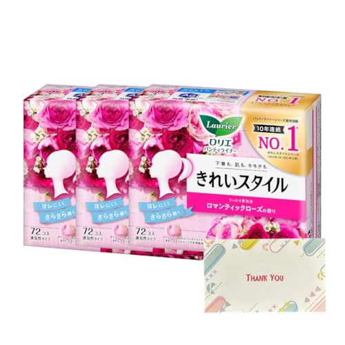 花王 ロリエ きれいスタイル ロマンティックローズ 72コ入 3個セット パンティーライナー +Kunutonnオリジナルロゴ入りeおまけ付
