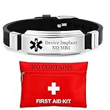 ForeverWill Personalised Device Implant NO MRI Medizinisches Silikonarmband, Name Allergische Krankheit Ice SOS Alarmarmband für Frauen Männer Mädchen Jungen Jungen, anpassbar