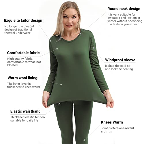 Image of PISIQI Thermal Underwear Women Ultra-Soft Long Johns Set Base Layer Skiing Winter Warm Top & Bottom