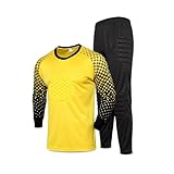 Teckmond Jungen Fußball Torwart Trikot Set Kinder Sportshirt und Sporthose Gepolstert Langarm Schutz Ausrüstung Anzug (DE/NL/SE/PL, Numerisch, 176, Regular, Gelb)
