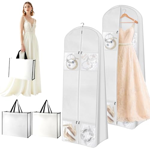 Image of 4 Pack Portable 70" Wedding Dress Garment Bag with Bride Tote Bag 8
