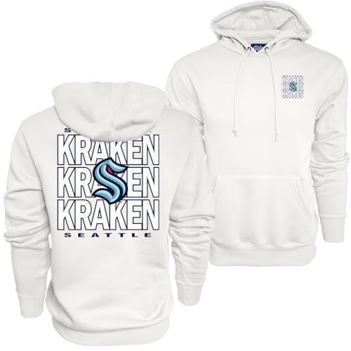 Blue 84 Standard NHL Officially Licensed Hooded Sweatshirt Front/Back Curl White