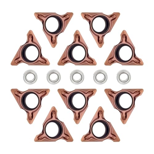 SWTHM 10Pcs Triangle Cutter Heads for Pneumatic Chamfering Machine, R Angle Chamfering Blade, Carbide Turning Inserts Replacement Lathe Blades Round Angle Insert Set Lather Turning Tool