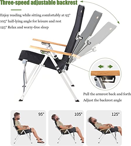 Chaise pliante de camping à dossier ajusté et grand compartiment pour sac à dos