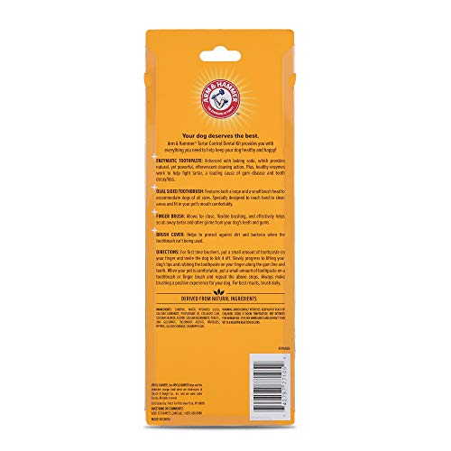 Image of Arm & Hammer for Pets Tartar Control Dog Dental Care Kit Banana Mint Flavor Toothpaste Double-Sided Toothbrush Finger Brush 2.5 OZ 3-Piece 48 Pack