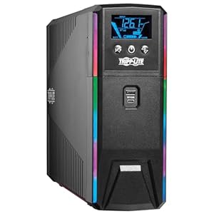 Tripp Lite Pure Sine Wave Gaming UPS Battery Backup, 1500VA 900W 120V, Detachable LCD, Automatic Voltage Regulation, USB, RGB LED Lights, 3-Year Warranty & $250K Insurance (SMART1500PSGLCD)