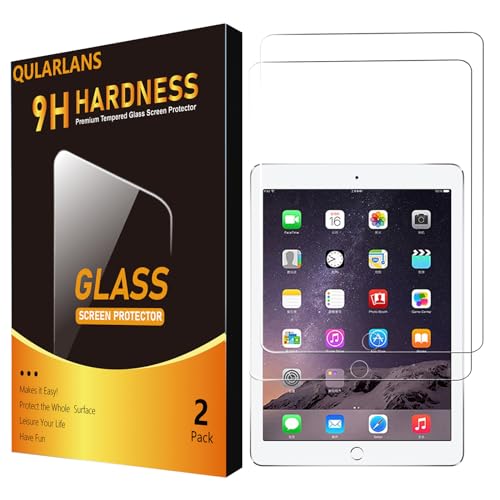 Qularlans 2 Pack Screen Protector for iPad 6th 5th Generation 9.7 Inch 2018/2017, iPad Pro 9.7 2016, iPad Air 2/1 2014/2013, 9H Tempered Glass, Apple Pencil Compatible, Case Friendly by Qularlans - Used condition - US$5.35
