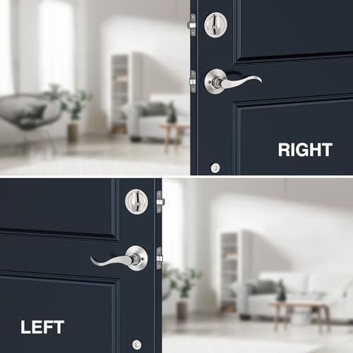 Brightify Satin Nickel Front Door Lock Set, Entry Door Handle Set with Deadbolt, Exterior Door Handle with Lock Lever and Single Cylinder, Reversible for Right & Left by Brightify - Image 5