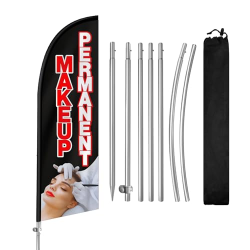 QSUM Permanent Makeup Flag for Business, Permanent Makeup Signs, 8FT