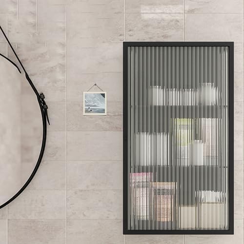 Wall Mounted Metal Medicine Cabinet with 3 Shelves - Stylish Black Over The Toilet Storage for Bathroom & Kitchen - Single/Double Door Organizer for Toiletries