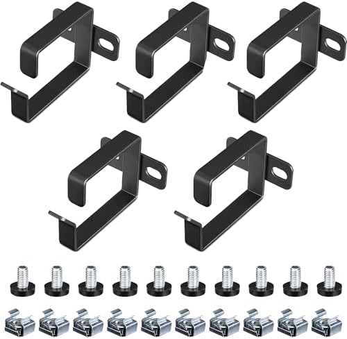 kwmobile Server Rack Cable Management D-Ring Hooks (5 Pieces) - Bracket Organizer Hook Mount Set for Network Patch Cables, Fiber Optic, Power Cords