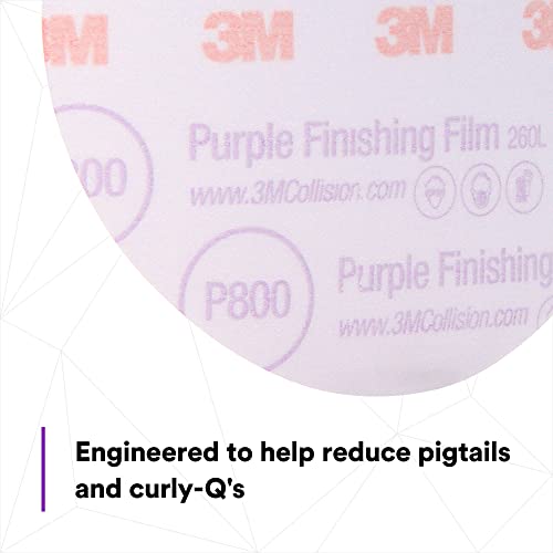 Image of 3M Hookit Purple Finishing Film Abrasive Disc 30670, 6 in, 800+ Grade, 50 Pack, Clear Coat Sanding, Paint Finishing, Defect Removal, Long Lasting
