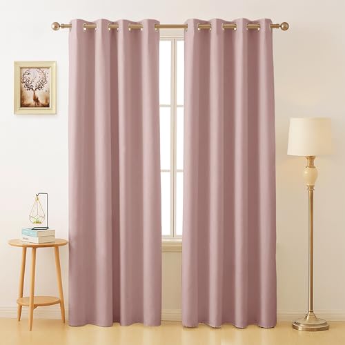 Image of Cloth Fusion 75% Blackout Door Curtains 7 Feet Long Set of 2, Room Darkening Parda with Stainless Steel Grommets for Home Decor (7x4 Feet, Pink)