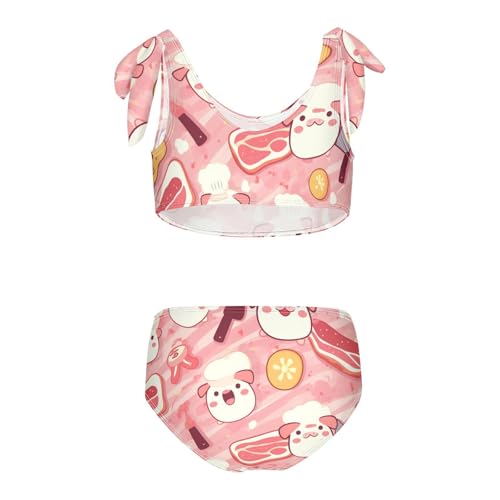 KLL Chef Bacon Girls' 2 Pieces Bikini Set Quick-Dry Swimsuit Swimwear Adjustable Strap2