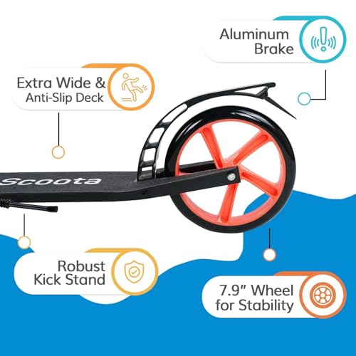 LaScoota Kick Scooter for Adults & Teens - for Youth 12 Years and Up and Men & Women - Lightweight Foldable Adult Scooter with Large Sturdy Wheels 220lbs (Teen, Red) by Lascoota - Image 8